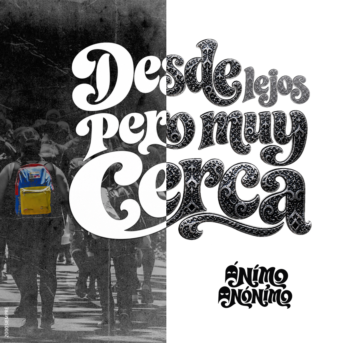 Portada del sencillo Desde lejos pero muy cerca de Ánimo Anónimo